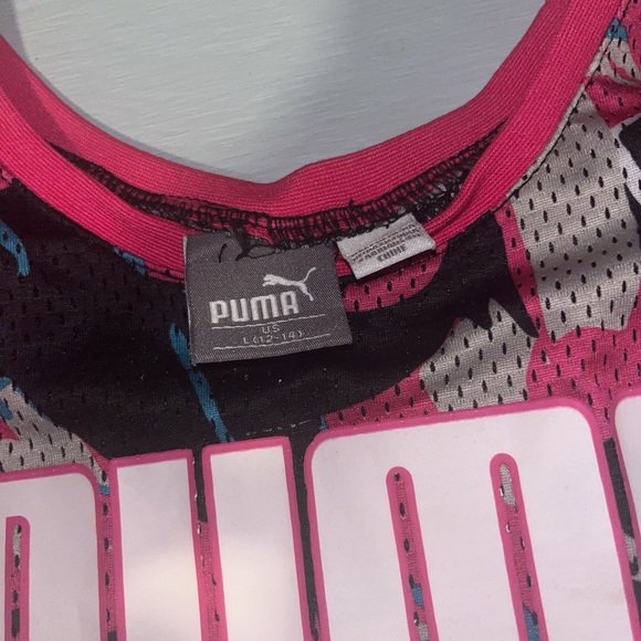 Puma Big Girls Mesh Printed Tank Top - Fuchsia Purple - Picture 4 of 4